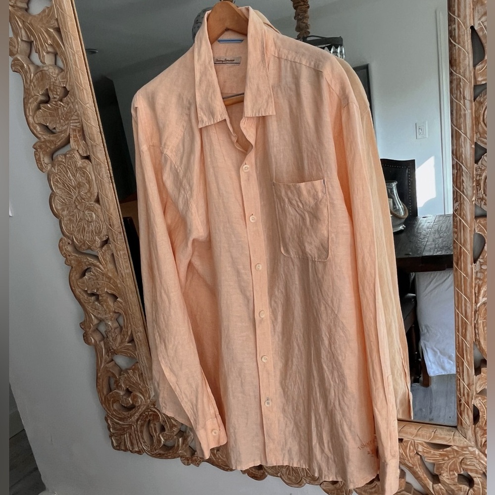TOMMY BAHAMA LIGHT PEACH MEN’S BUTTON DOWN SHIRT ⛳️🏝️🛥️